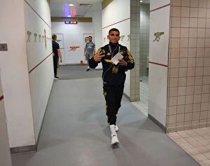 Images Dated 3rd October 2019: Arsenal FC: Lucas Torreira in the Changing Room before Arsenal v Standard Liege