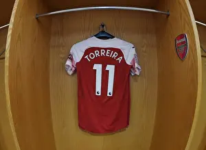 Arsenal V Fulham 2018-19 Prints: Arsenal FC: Lucas Torreira's Hanging Jersey in the Changing Room before Arsenal v Fulham