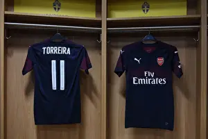 Arsenal FC: Lucas Torreira's Jersey Hangs in Changing Room Before Arsenal v SS Lazio Pre-Season Friendly, Stockholm 2018