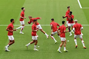 Arsenal FC: Martin Odegaard and Team Warm Up Ahead of Arsenal v Fulham Premier League Clash (2023-24)