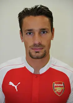 Arsenal 1st Team Photocall 2015-16 Prints: Arsenal FC: Mathieu Debuchy at 2015-16 First Team Photocall