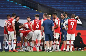 Arsenal V Manchester City - FA Cup Semi-Final 2019-20 Prints: Arsenal FC: Mikel Arteta Motivates Players During FA Cup Semi-Final vs Manchester City