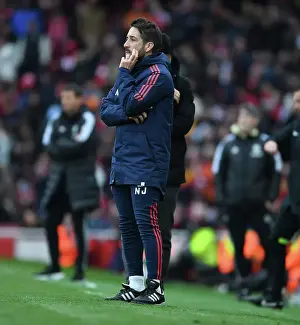 Arsenal FC: Nico Jover Coaches at Emirates Stadium during Arsenal vs Leeds United, Premier League 2022-23