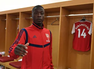 Arsenal FC: Nicolas Pepe in the Changing Room before Arsenal vs. Tottenham, 2019-20 Premier League