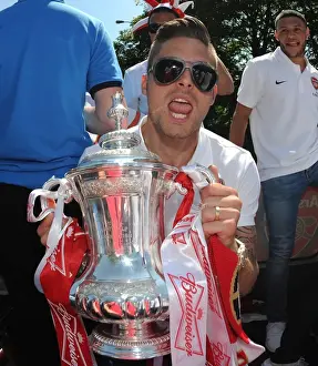 Arsenal Trophy Parade 2014 Prints: Arsenal FC: Olivier Giroud Celebrates FA Cup Victory during the 2014 Parade