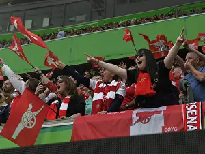 Vfl Wolfsburg V Arsenal Women 2022-23 Prints: Arsenal FC: Passionate Fans Unwavering Support at the 2022-23 UEFA Women's Champions League Semifinal vs