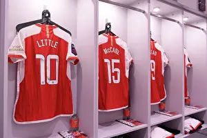 Arsenal FC: Pre-Match Focus - Kim Little and Katie McCabe's Gear in the Dressing Room (Arsenal Women vs West Ham United Women, Barclays Women's Super League 2023-24)