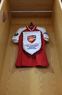 Arsenal V FC Köln 2017-18 Prints: Arsenal FC: Pre-Match Gear Up - Arsenal Shirt and Pennant (vs 1)