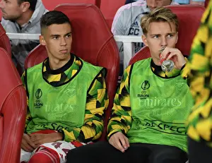 Arsenal FC: Pre-Match Moment between Catalin Cirjan and Martin Odegaard at Emirates Stadium vs FK Bodo/Glimt (2022-23)