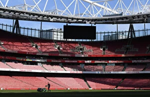 Arsenal v Wolverhampton Wanderers 2022-23 Collection: Arsenal FC: Pre-Match Pitch Preparations at Emirates Stadium (2022-23) vs Wolverhampton Wanderers