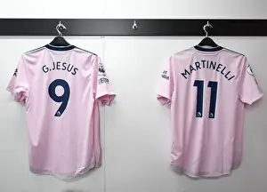 Crystal Palace V Arsenal 2022-23 Prints: Arsenal FC: Pre-Match Preparation - Gabriel Jesus and Martinelli's Shirts in the Changing Room (2022-23)