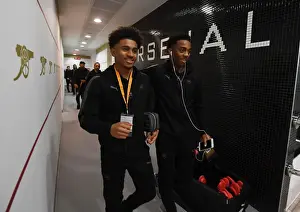 Arsenal FC: Reiss Nelson and Joe Willock in the Changing Room before Arsenal v BATE Borisov, UEFA Europa League (2017-18)