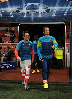 Arsenal V Galatasaray 2014/15 Champions League Prints: Arsenal FC: Santi Cazorla and Tomas Rosicky Prepare for Galatasaray Clash in Champions League (2014)