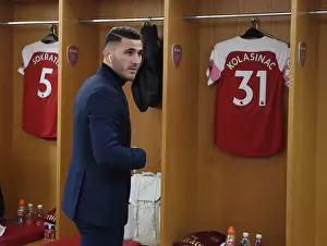 Arsenal V Chelsea 2018-19 Prints: Arsenal FC: Sead Kolasinac in the Changing Room before Arsenal v Chelsea