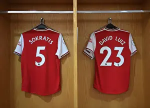 Arsenal V Burnley 2019-20 Prints: Arsenal FC: Sokratis and David Luiz Prepare for Arsenal v Burnley Premier League Clash at Emirates Stadium