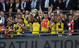 Arsenal V Aston Villa - FA Cup Final 2015 Prints: Arsenal FC Triumphs in FA Cup Final: Theo Walcott's Victory Dance (2015)