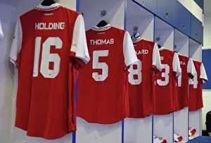 Arsenal FC vs AC Milan: Thomas Partey's Shirt in Arsenal Changing Room - Pre-Match Scene at Dubai Super Cup