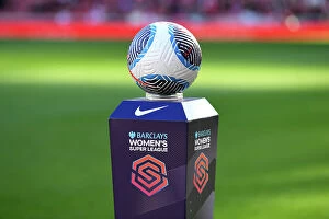 Arsenal v Aston Villa 2023-24 Collection: Arsenal FC vs Aston Villa: Match Ball at Emirates Stadium (2023-24) - Barclays Women's Super League