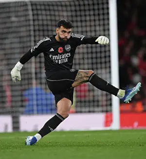 Arsenal FC vs Burnley FC: David Raya in Action at the Emirates Stadium (2023-24 Premier League)