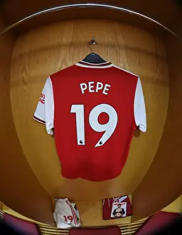 Arsenal FC vs Chelsea FC: Pepe's Hanging Shirt in Arsenal's Changing Room (Premier League 2019-20)