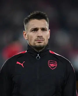 Arsenal V Red Star Belgrade 2017-18 Prints: Arsenal FC vs Crvena Zvezda: Mathieu Debuchy's Pre-Match Focus