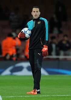 Images Dated 24th November 2015: Arsenal FC vs. GNK Dinamo Zagreb: David Ospina's Intense Pre-Match Focus (UEFA Champions League)