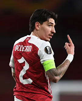 Arsenal FC vs Slavia Praha: Hector Bellerin in UEFA Europa League Quarterfinal at Emptied Emirates Stadium