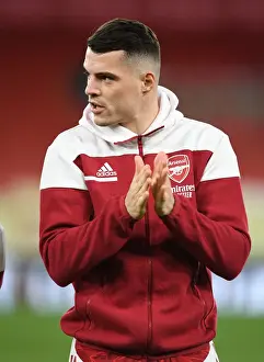Arsenal FC vs Slavia Praha: Granit Xhaka at Empty Emirates Stadium - UEFA Europa League Quarterfinal (2021)