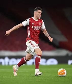 Arsenal FC vs Slavia Praha: Granit Xhaka in UEFA Europa League Quarterfinal at Emptied Emirates Stadium