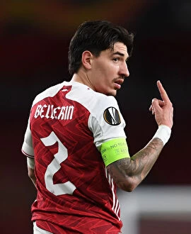 Images Dated 8th April 2021: Arsenal FC vs Slavia Praha: Hector Bellerin in UEFA Europa League Quarterfinal at Emptied Emirates
