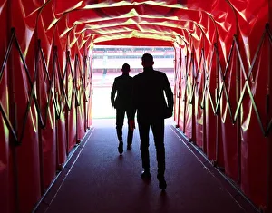 Arsenal V Southampton 2018-19 Prints: Arsenal FC vs Southampton FC: Stephan Lichtsteiner and Bernd Leno Prepare for Premier League Clash at Emirates Stadium
