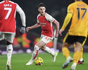 Arsenal FC vs. Wolverhampton Wanderers: Declan Rice in Action - Premier League 2023-24