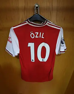 Arsenal FC vs. Wolverhampton Wanderers: Mesut Ozil's Empty Shirt in Arsenal's Home Changing Room (2019-20)