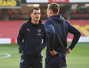 Arsenal FC: Xhaka and Leno Pre-Match Huddle vs. Watford FC (Premier League, 2018-19)