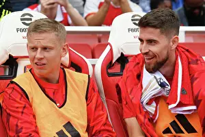Arsenal FC: Zinchenko and Jorginho's Reaction on the Bench Before Arsenal v Fulham (2023-24)