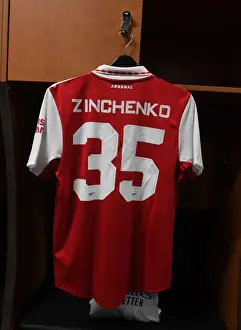 Arsenal FC: Zinchenko's Jersey in Arsenal Changing Room Before Arsenal vs. Chelsea (Florida Cup 2022-23)