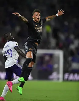 Orlando City SC V Arsenal 2022-23 Prints: Arsenal FC's Ben White Goes Head-to-Head with Orlando City SC in Pre-Season Friendly