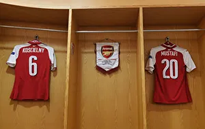 Arsenal V Atletico Madrid 2017-18 Prints: Arsenal FC's Empty Changing Room: Koscielny