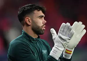 PSV Eindoven V Arsenal 2023-24 Prints: Arsenal FC's David Raya Warming Up Ahead of PSV Eindhoven Clash in Champions League Group Stage