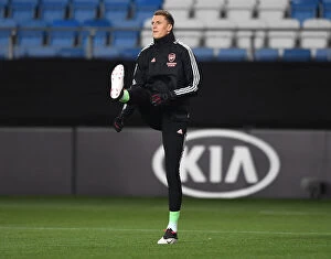 Images Dated 26th November 2020: Arsenal FC's Matt Macey Warming Up Ahead of Molde FK Clash in Europa League