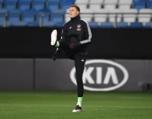 Molde FK V Arsenal 2020-21 Prints: Arsenal FC's Matt Macey Warming Up Ahead of Molde FK Clash in Europa League