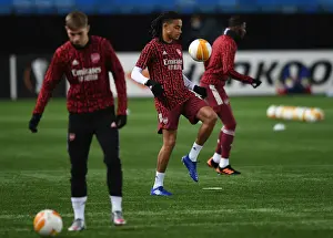 Arsenal FC's Miguel Azeez Warming Up Ahead of Molde FK Clash in Europa League