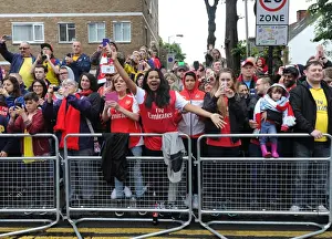 Arsenal FA Cup Final Victory Parade 2014-15 Prints: Arsenal FC's Triumphant FA Cup Parade: A Sea of Ecstatic Fans (2014-15)