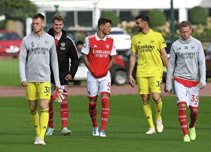Images Dated 4th October 2022: Arsenal First Team Squad 2022-23: Rob Holding, Ben White, and Matt Turner