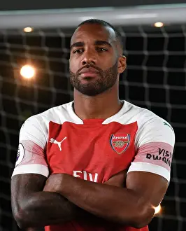 Arsenal Football Club 2018/19: Alexandre Lacazette at Arsenal 1st Team Photo-call