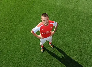 Arsenal Football Club: Mathieu Debuchy at 2014-15 First Team Photocall, Emirates Stadium