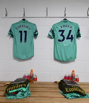 AFC Bournemouth V Arsenal 2018-19 Prints: Arsenal Football Club: Torreira and Xhaka Gear Up in the Changing Room before AFC Bournemouth Clash (2018-19)