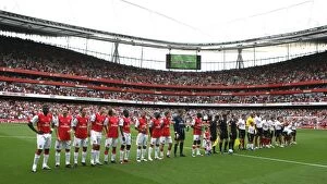 Arsenal v Fulham 2007-8 Collection: Arsenal and Fulham line up before the match