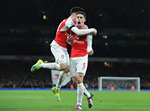 Arsenal V Bournemouth 2015-16 Prints: Arsenal: Gabriel and Bellerin Celebrate Goal Against Bournemouth (2015-16)