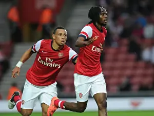 Southampton V Arsenal 2012-13 - Pre Season Prints: Arsenal: Gervinho and Coquelin Celebrate Goal Against Southampton (2012-13 Pre-Season)